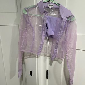 Superdown Cropped Light Purple Blouse-Size Small